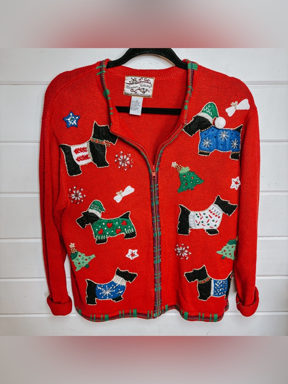 Vintage Christmas Sweater | Scottie Dogs | Heirloom Collectibles Small